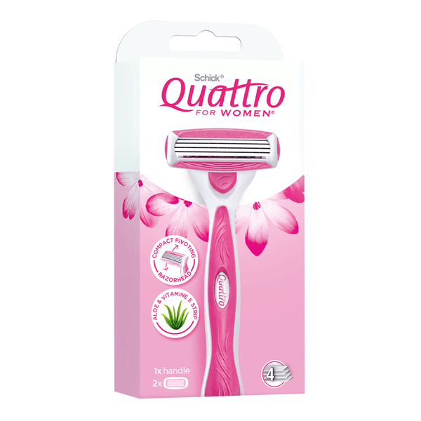 Schick Intuition Quattro Sensitive Women's Razor - 1 Handle + 2 Heads